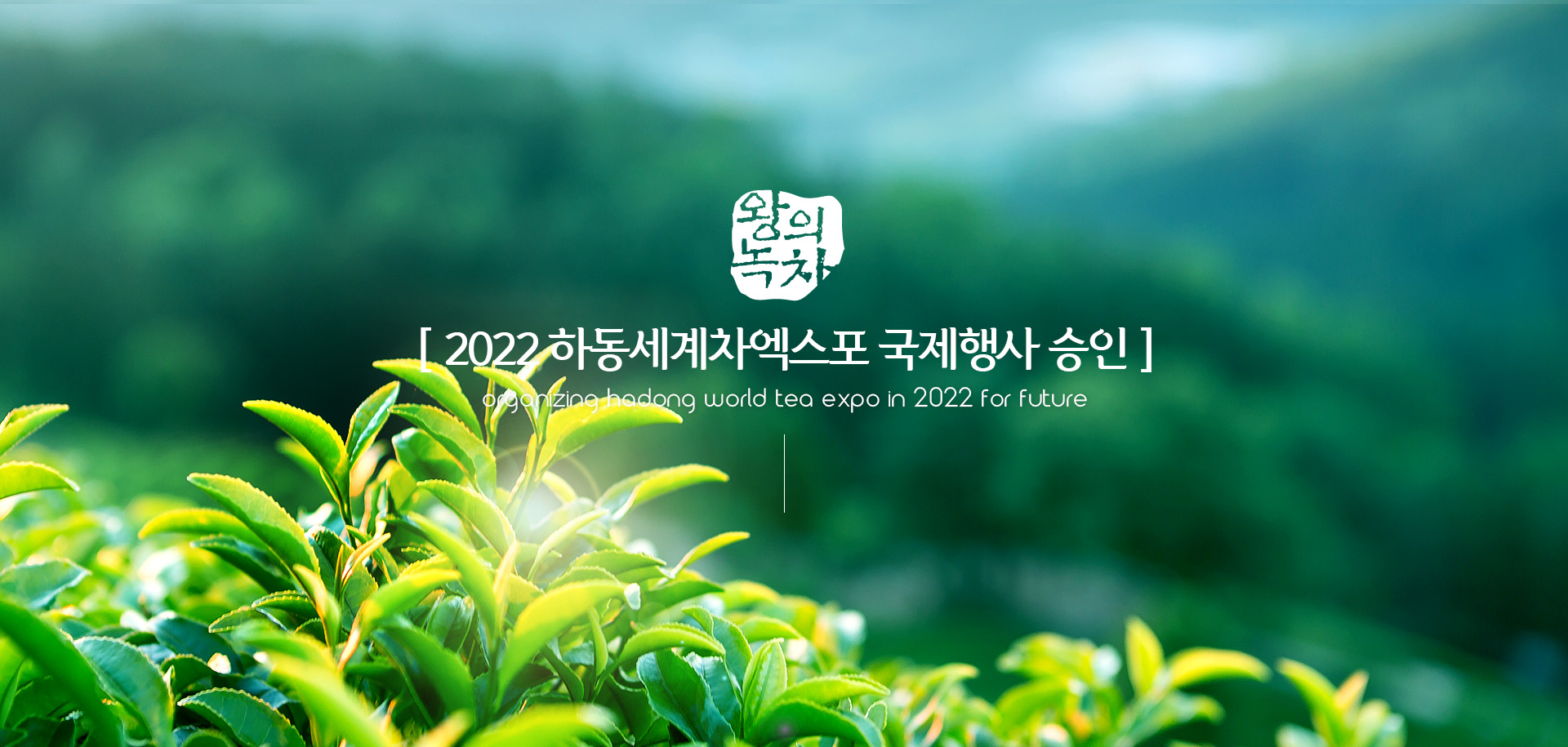 왕의녹차. [ 2022하동세계차엑스포 국제행사 승인 ] organizing Hadong world tea EXPO in 2022 for future 
